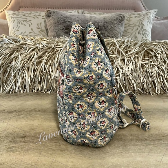 Vintage VERA BRADLEY Pastel Blue 1996 Backpack Sling USA Drawstring White Travel main image 15